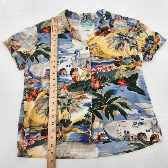 Vintage Reyn Spooner Hawaiian Button Shirt Men Size Small Travel Paradise Print - Picture 4 of 5